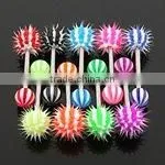Candy Striped Spikey Koosh Barbell , Tongue Ring,Body Jewelry thumbnail-1