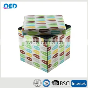 Rectanglar Ottoman Faux Leather Storage Box thumbnail-3