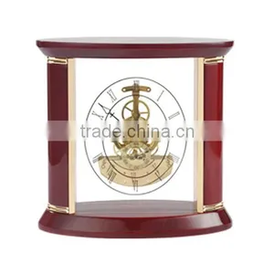 Square Wooden Clock Crafts Mechanical Clock Executive Desk Clock thumbnail-1