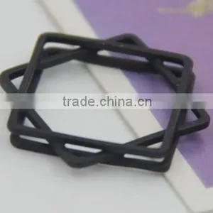 Rock n Roll Stacking Square Brass Gold Silver and Black Ring thumbnail-1