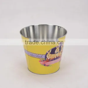 Small Christmas Round Tin Ice Bucket With Handle thumbnail-4