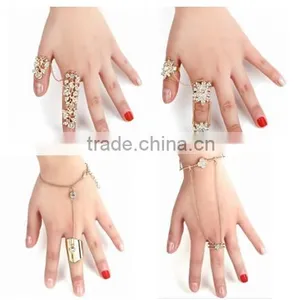 New Arrival Fashion Celeb's Silver Lower Armor Finger Double Ringknuckle Link Finger Ring thumbnail-1