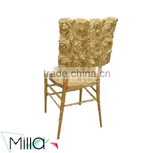 Wedding Embroidered Satin Rosette Square Top Chair Cap Covers Quality Choice thumbnail-5