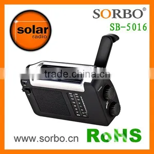 2016 Trending Products Portable Panel AM FM Radio With Alarm Clock/ Mobile Solar Hand Crank Generator Charger thumbnail-1