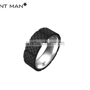 China Manufacturer 8MM Tungsten Carbide Ring Fashion Black Carbon Fiber Tungsten Carbide Wedding Band Ring thumbnail-1