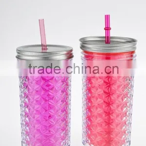 450ml Doubel Wall-plastic Mug With Straw and Tinplate Cap thumbnail-1