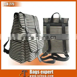 Casual Canvas With Black and White Stripe Unisex Backpack thumbnail-1