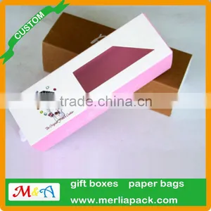 Rectangular Pink Paper Macaron Box Transparent PET Window Holds 7 Macarons Bakery Box thumbnail-2