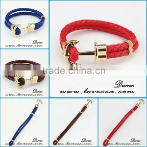 DIY Jewelry Fashion Bracelet Mens Navy Nautical Braided Leather Anchor Bracelet thumbnail-1