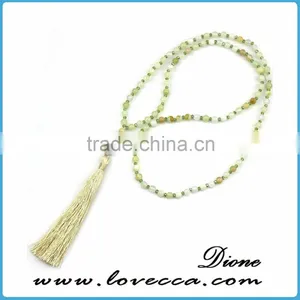 New Fashion Cheap Bead Necklace Silver Alloy Gemstone Tassel Pendant Necklace thumbnail-2