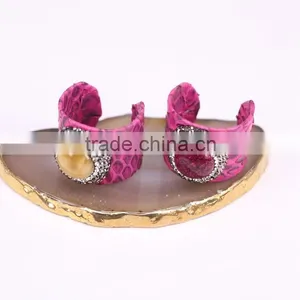 Fashion Agate, Turquoise Gemstone Snakeskin Rings, With Crystal Zircon Paved Charm Jewelry Finger Druzy Ring thumbnail-2