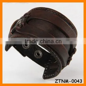 2014 Fashion Leather Brown Wide Clip Bracelet Wholesale thumbnail-1