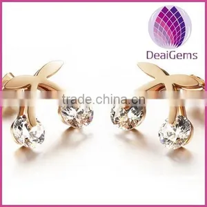 Women Cherry Rose Gold Plated Stainless Steel Earring thumbnail-1