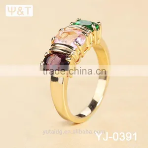 Jingli Jewelry Gold Plated Wedding Ring With Colorful Stones (YJ-391) thumbnail-3