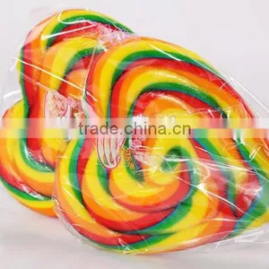 Individual Wrapped Fruit Flavour Sweets Flat Swirl Rainbow Heart Shape Lollipop thumbnail-2