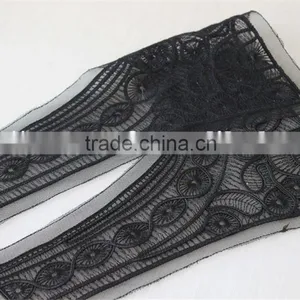Good Quality Black 100% Polyester Lace Collar Embroidery Lace Applique thumbnail-4