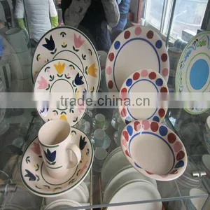 16pcs Round Shape Stoneware Dinner Set/Black Stripes Tableware Set/Handpainted Dinnerware thumbnail-1