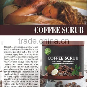 100% Natural Arabica Coffee Scrub 12 Oz. With Organic Coffee, Coconut and Shea Butter - Best Acne, Anti Cellulite and Stretch Ma thumbnail-3