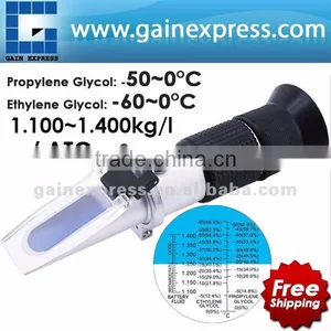 Refractometer Battery Test/Antifreeze/Coolant With ATC -60~0degC Ethylene -50~0deC Propylene Glycol 1.100~1.400 Batt.Fluids SG thumbnail-1
