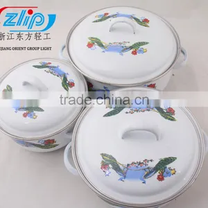 3 Pcs Casserole Straight Shape W/Metal Cover Dark Color Decor thumbnail-3