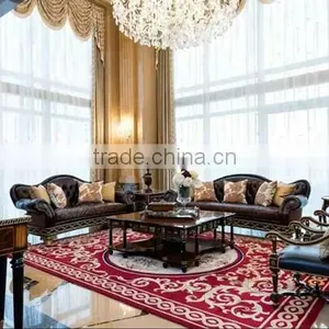 Noble Design Living Room Furniture Button Tufted Leather Sofa Vintage Royal Style Castle Sofa Set thumbnail-1