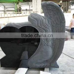 Granite Tombstone;angel With Heart Granite Tombstone;hand Carved Headstone thumbnail-2