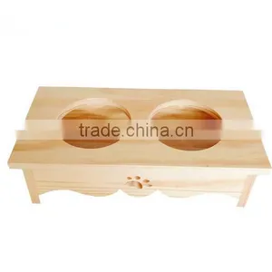 Wholesale Stainless Steel Pet Feeder Cheap Wooden Dog Bowl thumbnail-4