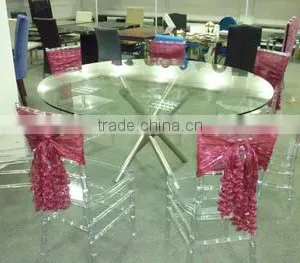 Wholesale Modern Tempered Glass Dining Table With Stainless Steel Base thumbnail-5