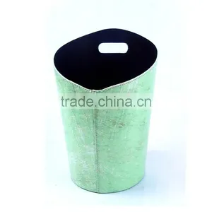 2016 Newest Flower Print Decorative Faux Leather Trash Can With Handle thumbnail-3