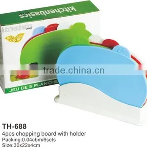 4pcs Plastic Color Coded Index Chopping Cutting Board With Non-slip Base la Planche thumbnail-1