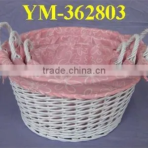 2016 Chinese Popular Fashional High Quality Large Willow Storage Basket With Lining With Ears thumbnail-1