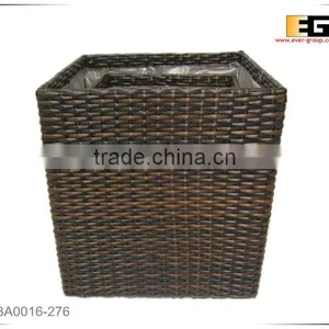 PE/Plastic Rattan Cube Square With Liner Outdoor Flower Planter thumbnail-2
