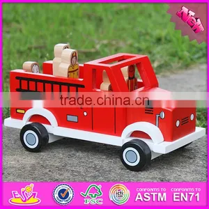 2017 New Products Dog and Four Firemen Wooden Toy Fire Trucks W04A315 thumbnail-6