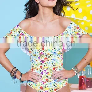 Ladies Fashion Big Ruffle Without Strap One-piece Swimwear thumbnail-1
