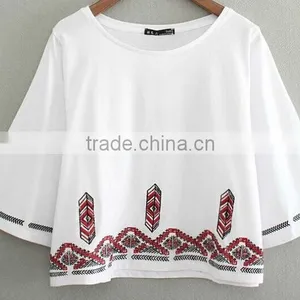 HIGH QUALITY EMBROIDERY PATTERN WOMEN CASUAL SHIRTS thumbnail-1