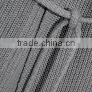 Light Grey Slips On Wool and Cashmere Blend Cardigan With Thin Waist Rope thumbnail-5