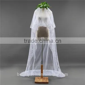 New Grance Fashionable Long Tulle Wedding Bridal Veils & TwoTiers Tulle Cathedral Bridal Veil HL08 thumbnail-3