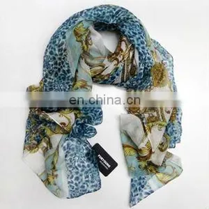 Popular Big Blue Leopard Print Scarf thumbnail-1