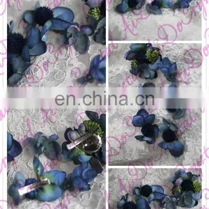 Aidocrystal Exquisite Deep Blue Artificial Flower Hair Pins Bridal Fascinators for Party thumbnail-3