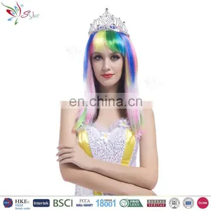 Styler Brand Crown Style Party Wig Wholesale Polyester Synthetic Colorful 18 Inch Hair Wig thumbnail-1