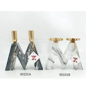 Hot Resin Sale Marble Pattern English Letter Shape Candle Holder for Home Decoration thumbnail-4