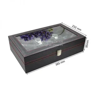 Black Leather Watch Box Wholesale Price For 12 Watches Display Leather Watch Box thumbnail-2