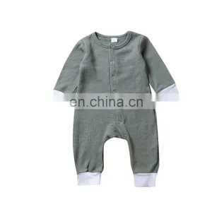 Solid Color Unisex Baby Rompers Ribbing Cotton Infant Baby Jumpsuit Rompers thumbnail-1