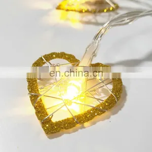 10L Led Gold Glitter Heart Night Strip Light With Bead Home Decor Ceiling Lights Indoor Valentine's Day Decoration Lighting thumbnail-3