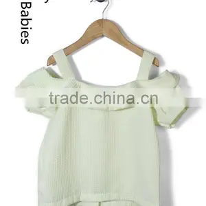Girls Cool Summer Tops 2016 Green off Shoulder Girls Fancy Tops thumbnail-1