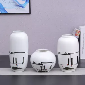 Hand Painted White Baseball Campus Large Combined Type Ceramic Vase Modern Simple Decoration thumbnail-1