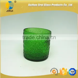 550ml Votive Glass Candle Holder / Green Candle Holder With Embossed Design thumbnail-3