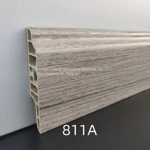 Foshan Wholesale PVC Wood Grain Baseboard Waterproof Baseboard Factory Office Hotel Apartment Project Baseboard thumbnail-4