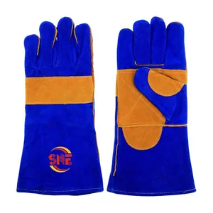 Snellsafety Custom Logo Printed Men Leather Cow Split Leather Heat Protection Building Welding Gloves thumbnail-3