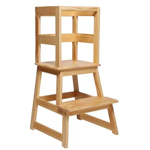Wood Tower Montessori Learning Adjustable Learning Tower Wood Hot Sale Toddler Tower Stool Kitchen Step Learning Tower thumbnail-1